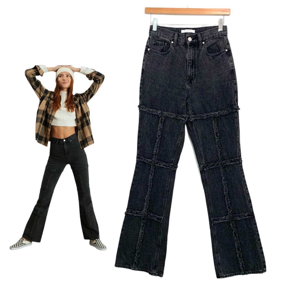 Pacsun Eco Black Frayed High Waisted Bootcut Jeans Size 25 ‘90s Vibe